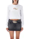 Diesel F-slimmy-od Crewneck Cropped Sweatshirt In White