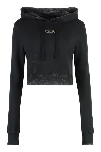 Diesel F-slimmy-p5 Cotton Hoodie In Black