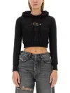 Diesel Oval D Hooded Cropped Sweatshirt In Black