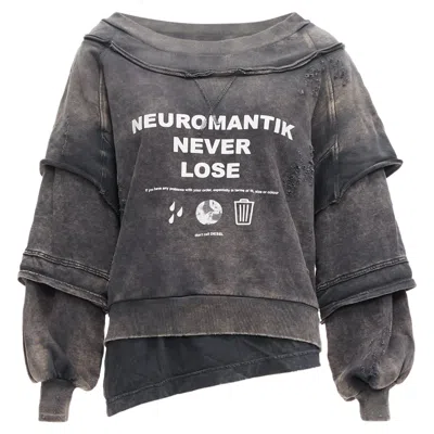 Diesel F Strat Grey Distressed Cotton Neuromatic Never Lose Sweater Xs In Gray