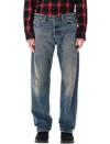 Diesel Faded Blue Relaxed-fit Jeans With Distressing And Whiskering In Gray