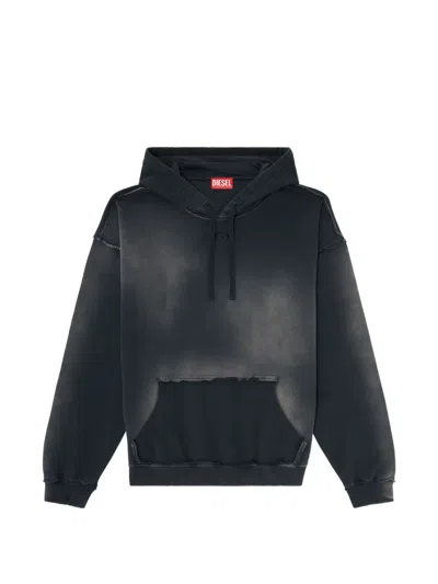 Diesel Relaxed Fit Washed Black Hoodie With Vintage Detailing