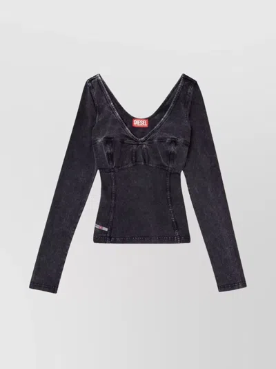 DIESEL FADED DENIM COTTON TOP