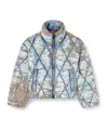 Diesel W-kons Down Jacket With Distressed Effect In Blue