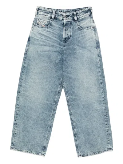 Diesel Faded-effect Wide-leg Jeans In Blue