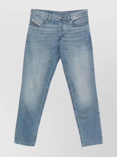 Diesel Faded Five-pocket Trousers Featuring Rivets In Blue