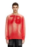 Diesel Faded Long-sleeve T-shirt With Mesh Front In Red
