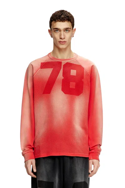 Diesel Faded Long-sleeve T-shirt With Mesh Front In Red
