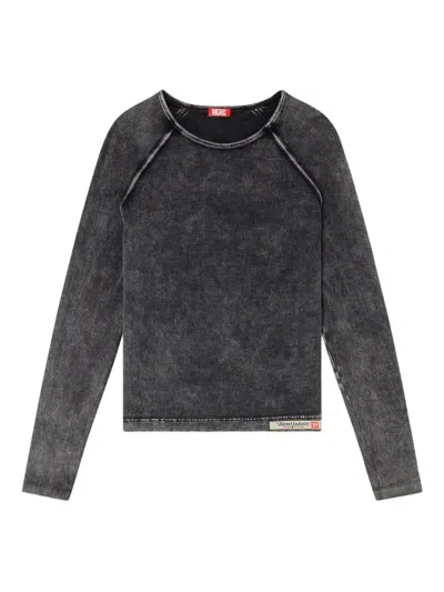 Diesel Faded Long-sleeve Top In Black