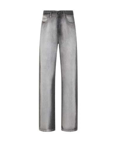 Diesel Faded Straight-leg Jeans In Gray