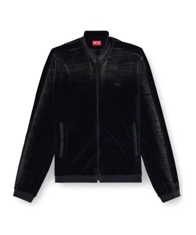 Diesel Faded Velvet Track Jacket In Black