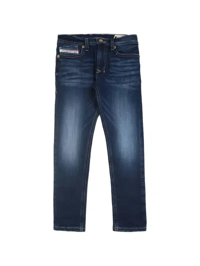 Diesel Kids' Faded-effect Whiskered Jeans In Blue