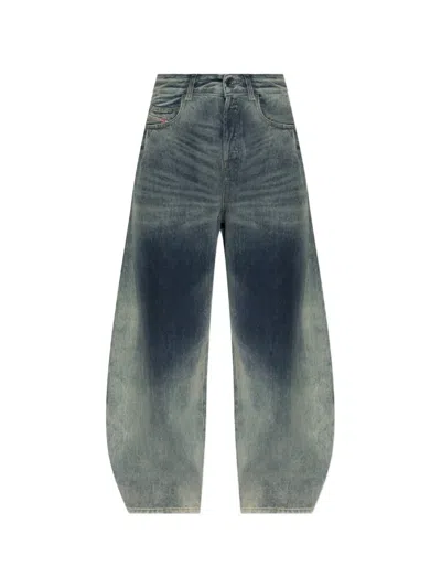 Diesel Faded-effect Wide-leg Jeans In Blue