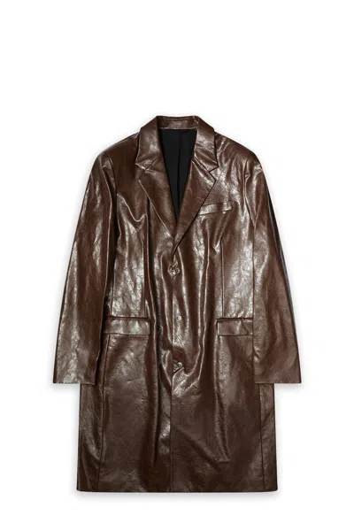 Diesel Fake Leather Coat Brown