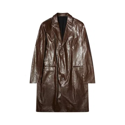 Pre-owned Diesel Fake Leather Coat 'brown' | Men's Size 50
