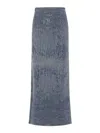 Diesel Faded Blue Denim Maxi Skirt With Side Slit In Blue