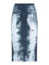 Diesel Blue Midi Skirt In Devor Metallic Knit In Blue
