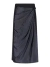 Diesel Draped Midi Skirt With Chintz Finish In Black