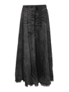 Diesel Full Skirt In Lasered Cotton-hemp Denim In Gray
