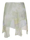 Diesel Layered Light Green Skirt With Semi-sheer Finish In Green