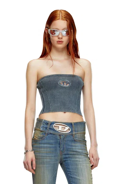DIESEL RIB-KNIT TUBE TOP WITH OVAL D