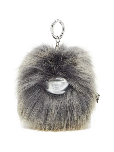 Diesel Faux Fur Charm In Metallic