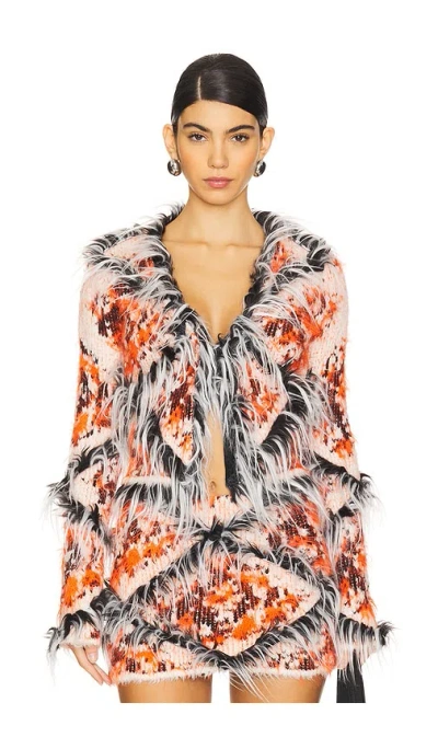 Diesel Faux Fur Detailed Cardigan In Red