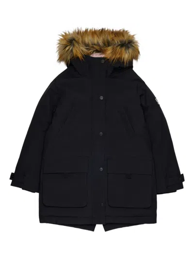 Diesel Padded Jacket With Faux Fur Hood In Blue