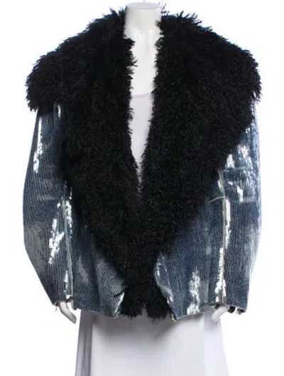 Pre-owned Diesel Faux Fur Jacket In Blue