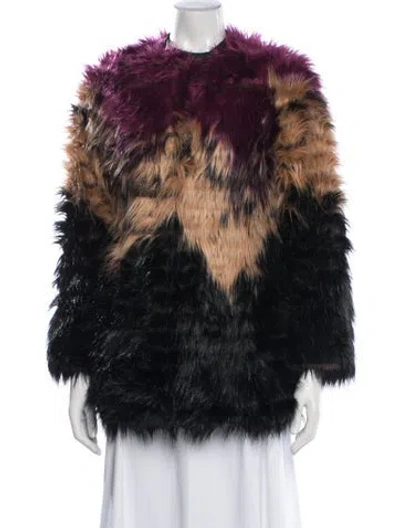 Pre-owned Diesel Faux Fur Patterned Faux Fur Jacket In Black