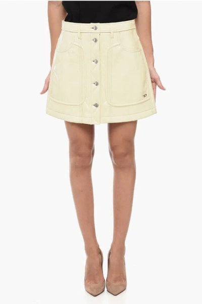 Diesel Faux Leather O-ambra Skirt With Front Buttoning