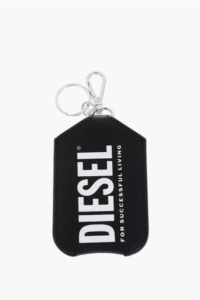 Diesel Faux Leather Pendant Taskbottle Keyring In Black