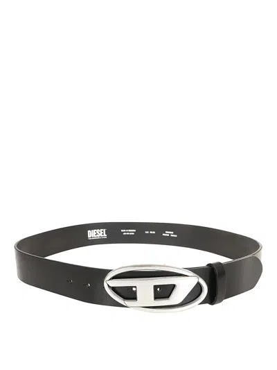 Diesel 4cm D Leather Buckle Belt In Black