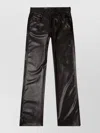 Diesel Faux Leather Wide Leg Trousers Belt Loops In Black