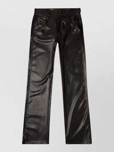 DIESEL FAUX LEATHER WIDE LEG TROUSERS BELT LOOPS