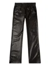 Diesel Faux Leather Wide Leg Trousers Belt Loops In Black