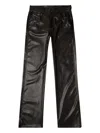Diesel Faux Leather Wide Leg Trousers Belt Loops In Multi