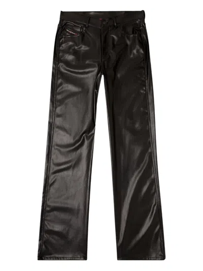 Diesel Faxu Leather Trousers In Black