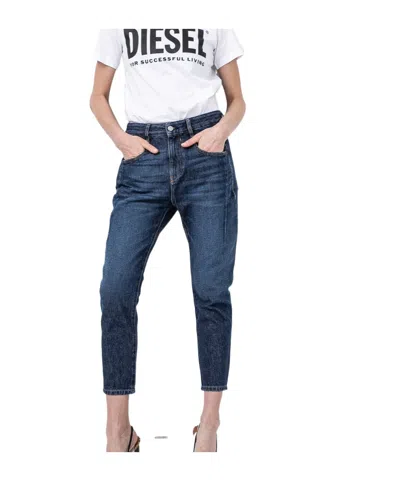 Diesel Fayza Cropped Boyfriend Jeans In Blue
