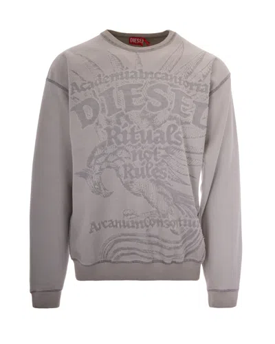 Diesel Felpa Aron Medium White In Gray