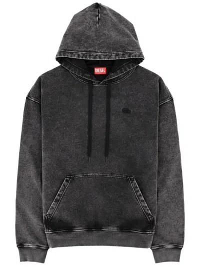 Diesel Hooded Crewneck Jacket Kangaroo Pocket Detail In Black