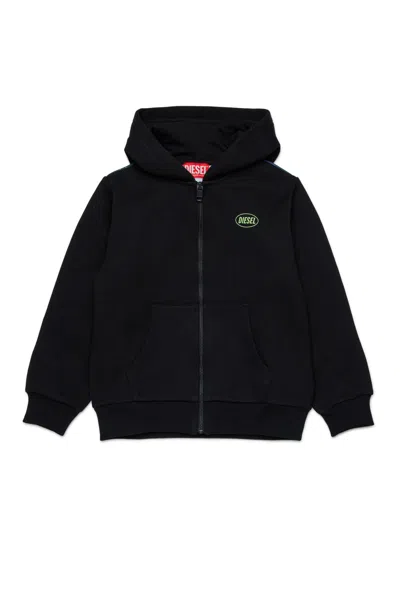 DIESEL FELPA CON ZIP E GRAFICA WOLF EFFETTO PIXELATO