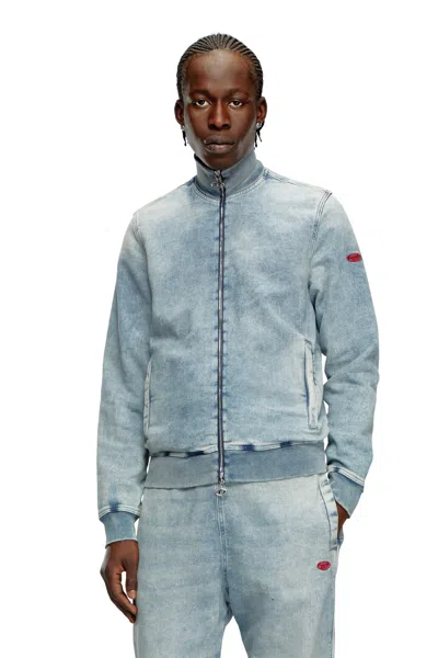 Diesel Felpa Con Zip In Track Denim In Blue