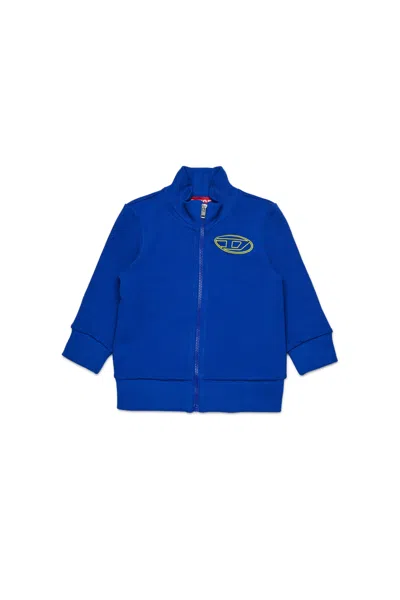 Diesel Felpa Full Zip Con Maxi Logo Oval D In Blue