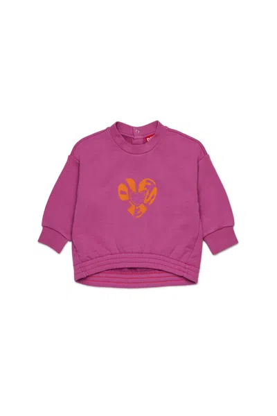 Diesel Kids' Felpa Girocollo Con Grafica  Heart In Purple