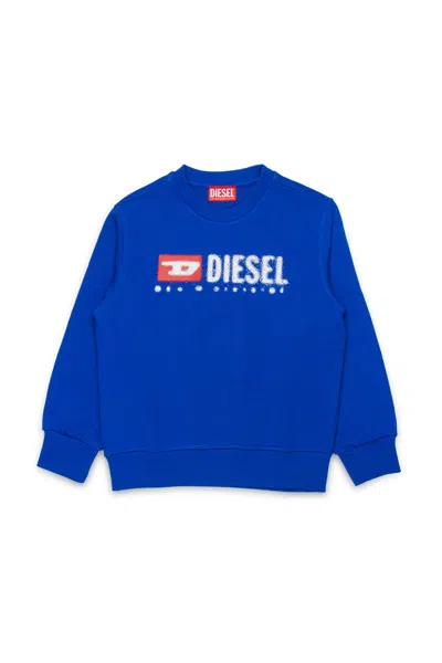 Diesel Kids' Felpa Girocollo Con Logo  Denim Division In Blue