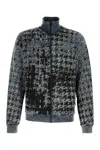 Diesel High Collar Textured Jacket With Ribbed Cuffs And Hem In Gray