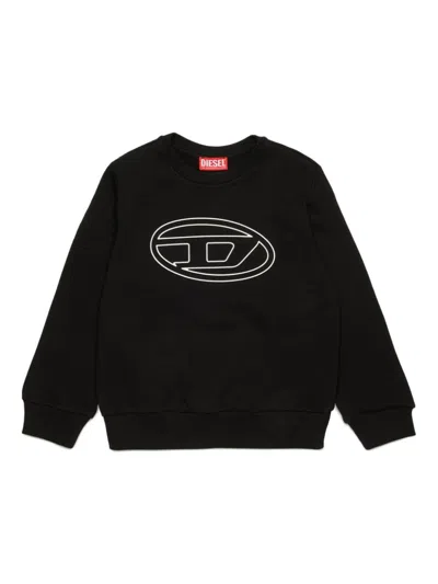 Diesel Boys Nero Kids Logo-embossed Relaxed-fit Cotton-jersey Sweatshirt 6-16 Years In Black