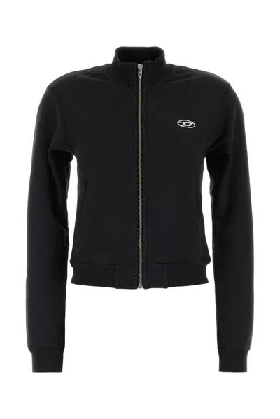 Diesel Logo-embroidered Cotton Sweatshirt In Blue