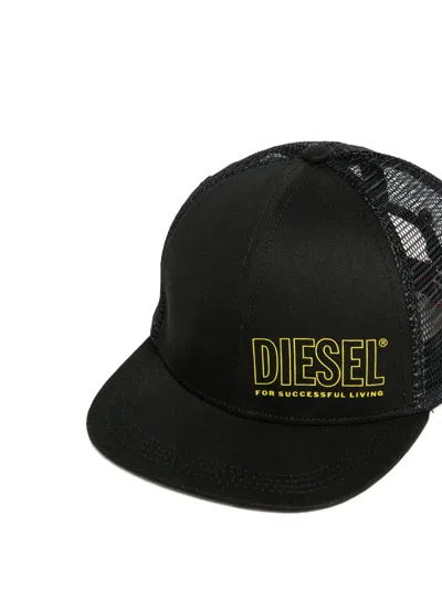 Diesel Kids' Fiddit Logo Cap In Black